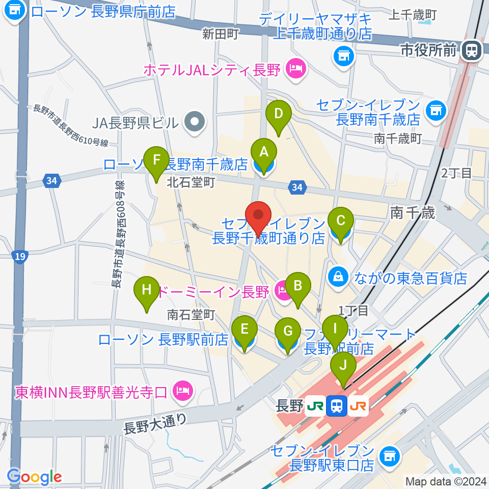 長野Venue周辺のコンビニエンスストア一覧地図