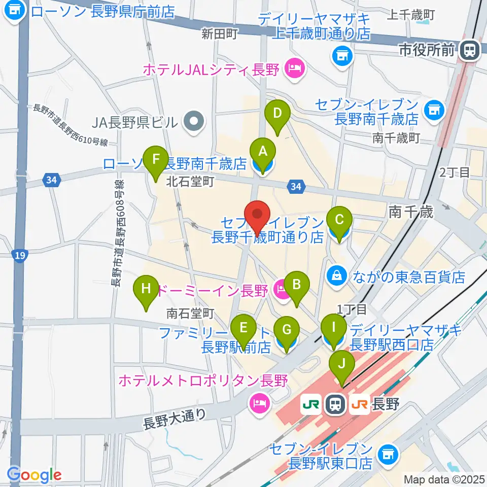 長野Venue周辺のコンビニエンスストア一覧地図