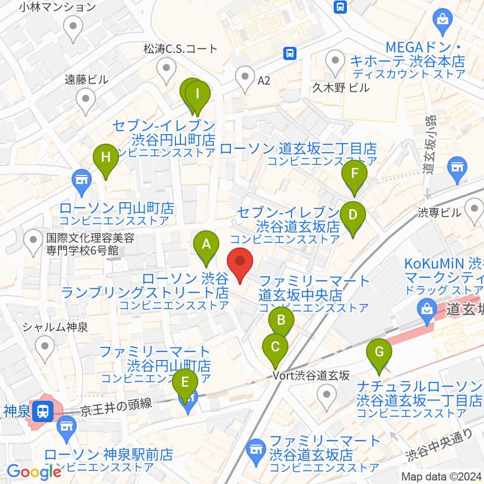 渋谷DESEO周辺のコンビニエンスストア一覧地図
