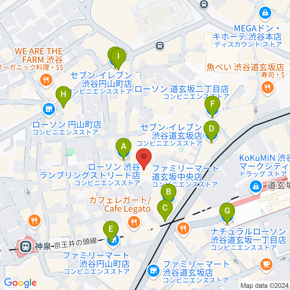 渋谷DESEO周辺のコンビニエンスストア一覧地図