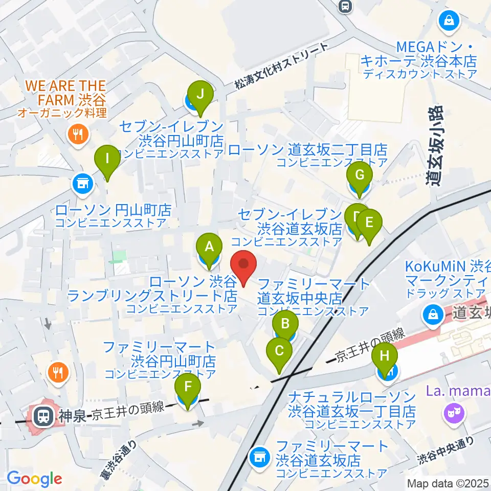 渋谷DESEO周辺のコンビニエンスストア一覧地図