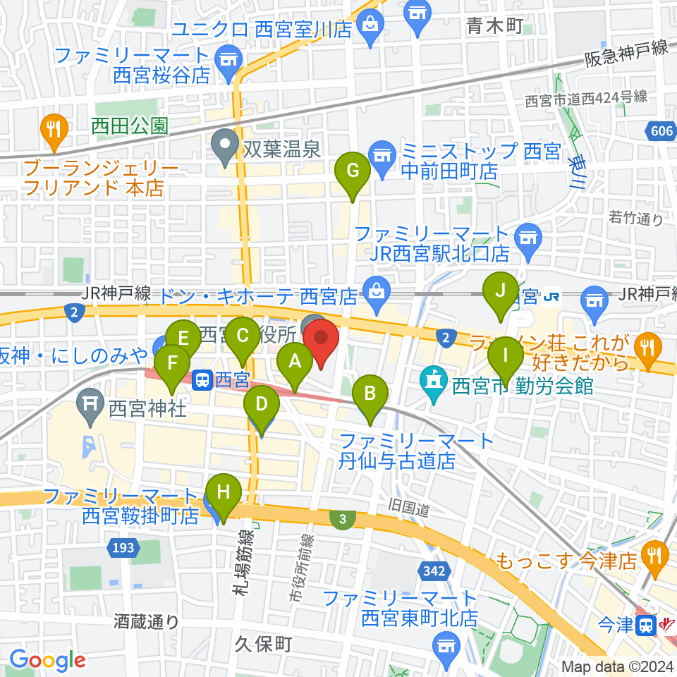 西宮市民会館アミティ・ベイコムホール周辺のコンビニエンスストア一覧地図