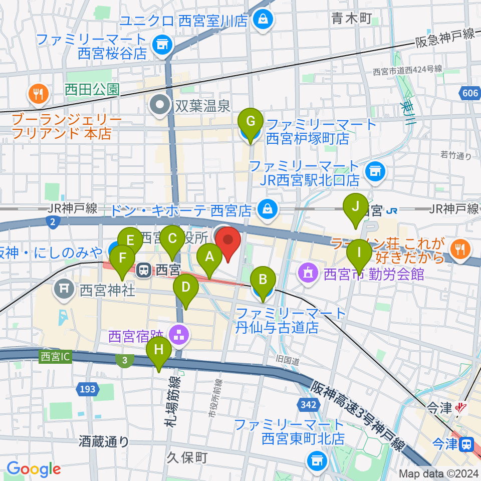 西宮市民会館アミティ・ベイコムホール周辺のコンビニエンスストア一覧地図