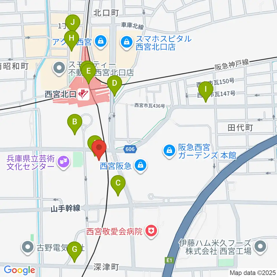 西宮市プレラホール周辺のコンビニエンスストア一覧地図