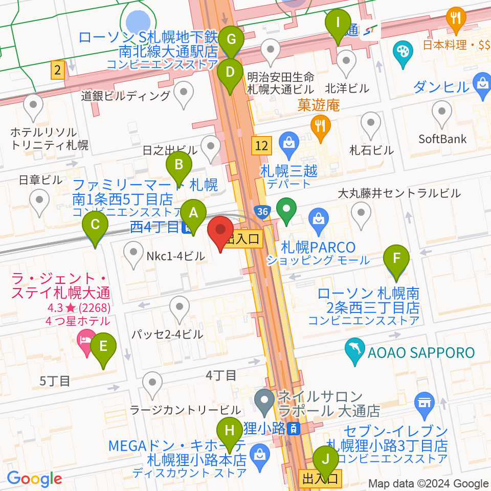 ミュージックショップ音楽処周辺のコンビニエンスストア一覧地図