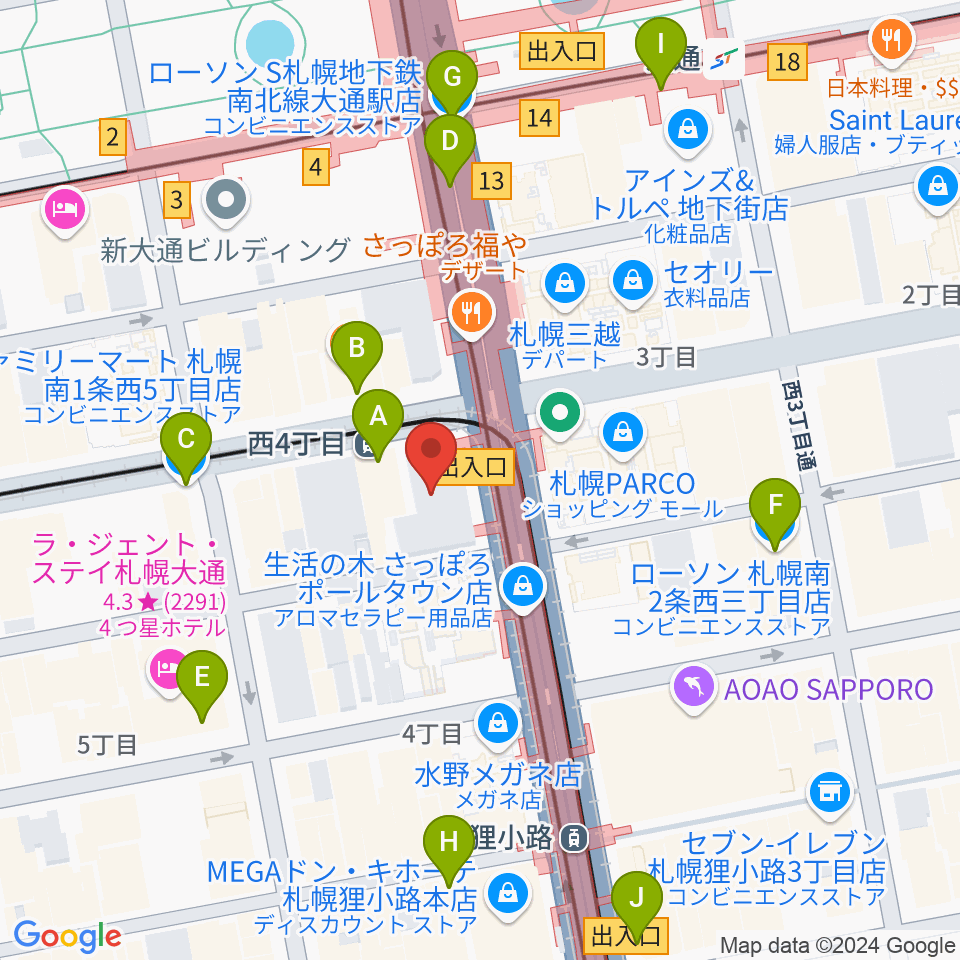 ミュージックショップ音楽処周辺のコンビニエンスストア一覧地図