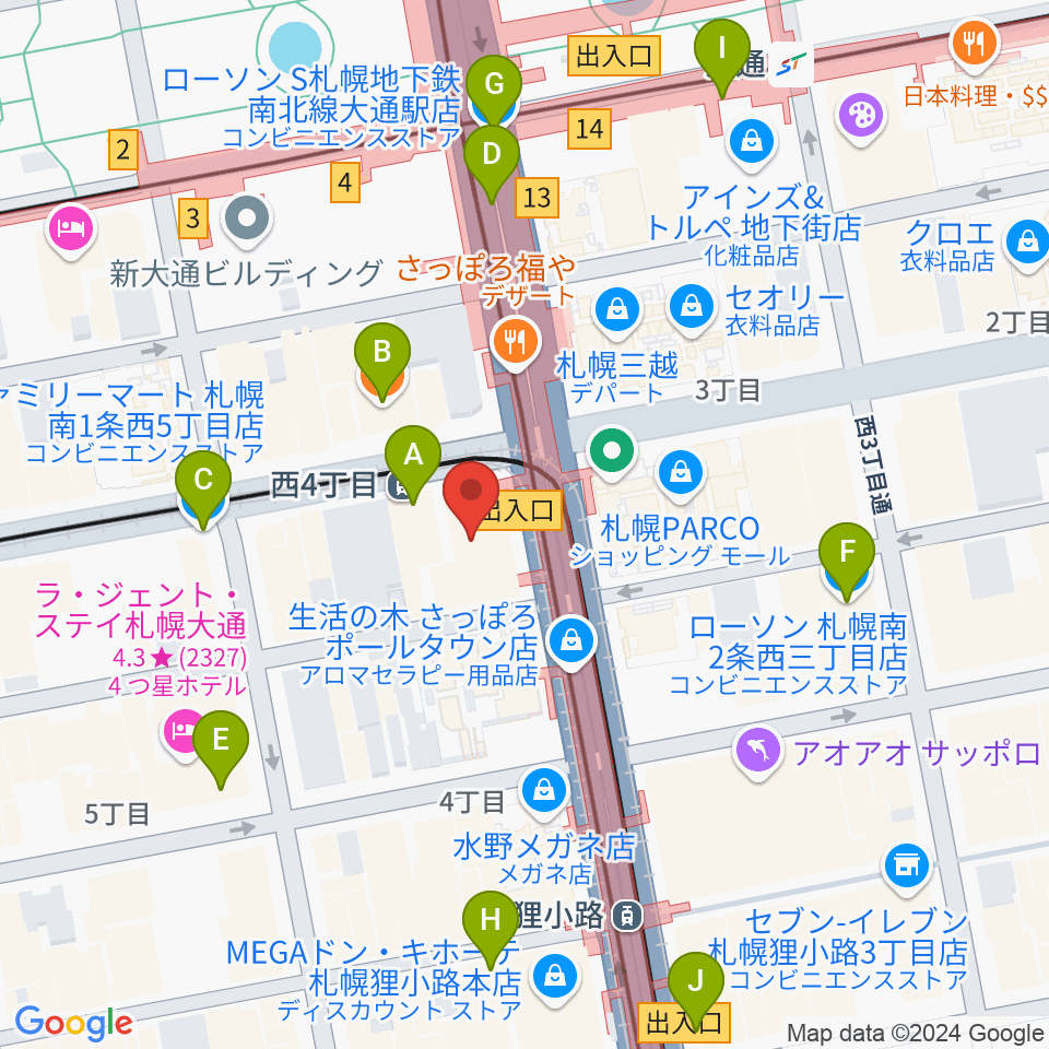 ミュージックショップ音楽処周辺のコンビニエンスストア一覧地図