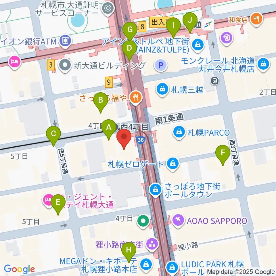 ミュージックショップ音楽処周辺のコンビニエンスストア一覧地図