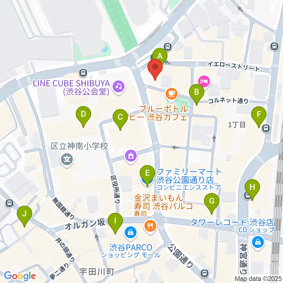 渋谷エッグマン周辺のコンビニエンスストア一覧地図