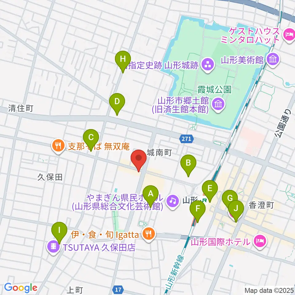 山形RAF-REC周辺のコンビニエンスストア一覧地図