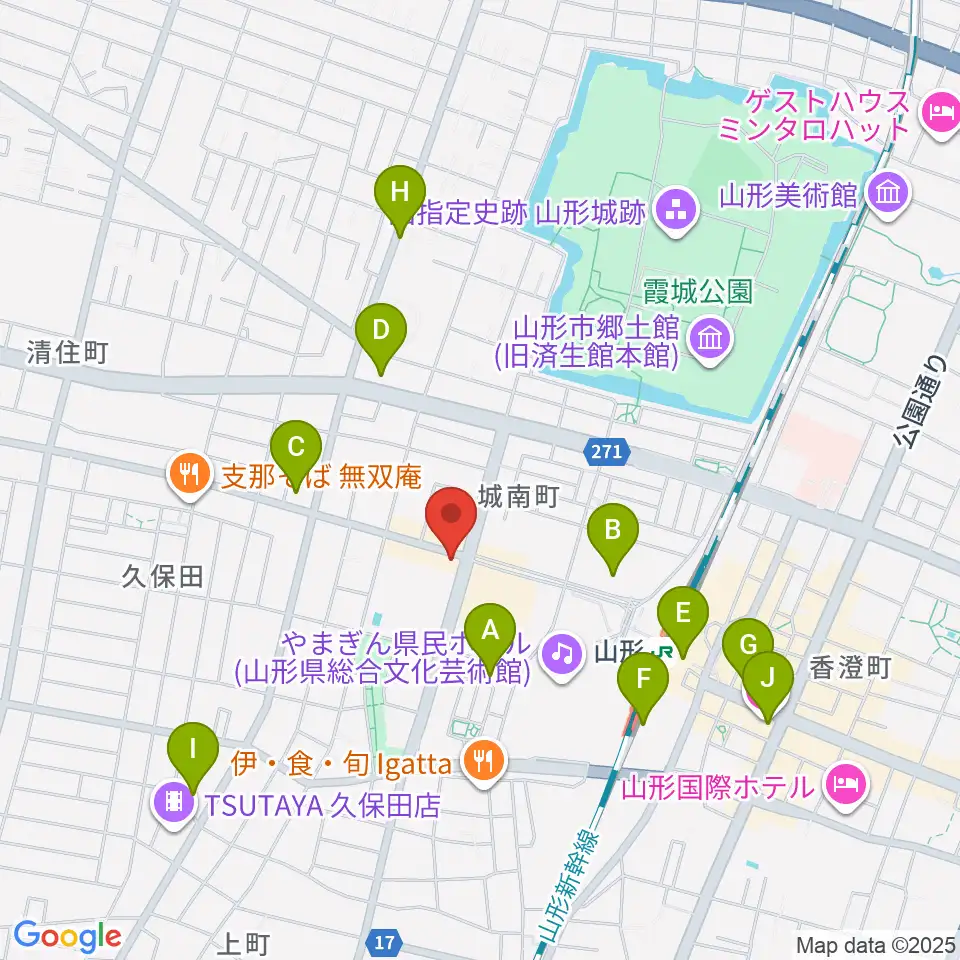 山形RAF-REC周辺のコンビニエンスストア一覧地図