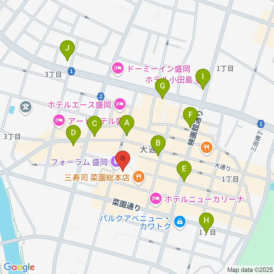 ディスクノート盛岡周辺のコンビニエンスストア一覧地図