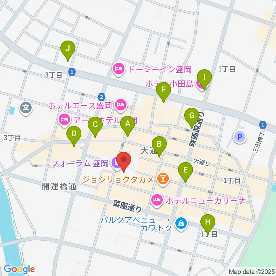 ディスクノート盛岡周辺のコンビニエンスストア一覧地図