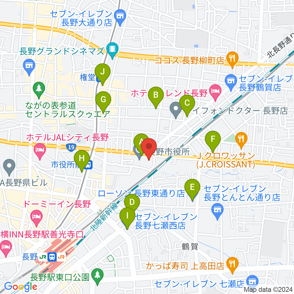 長野市芸術館周辺のコンビニエンスストア一覧地図