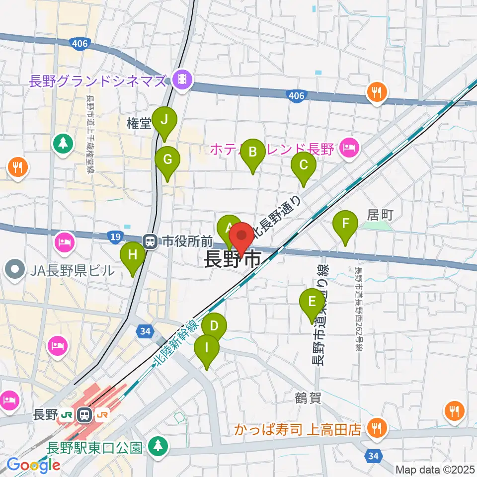 長野市芸術館周辺のコンビニエンスストア一覧地図