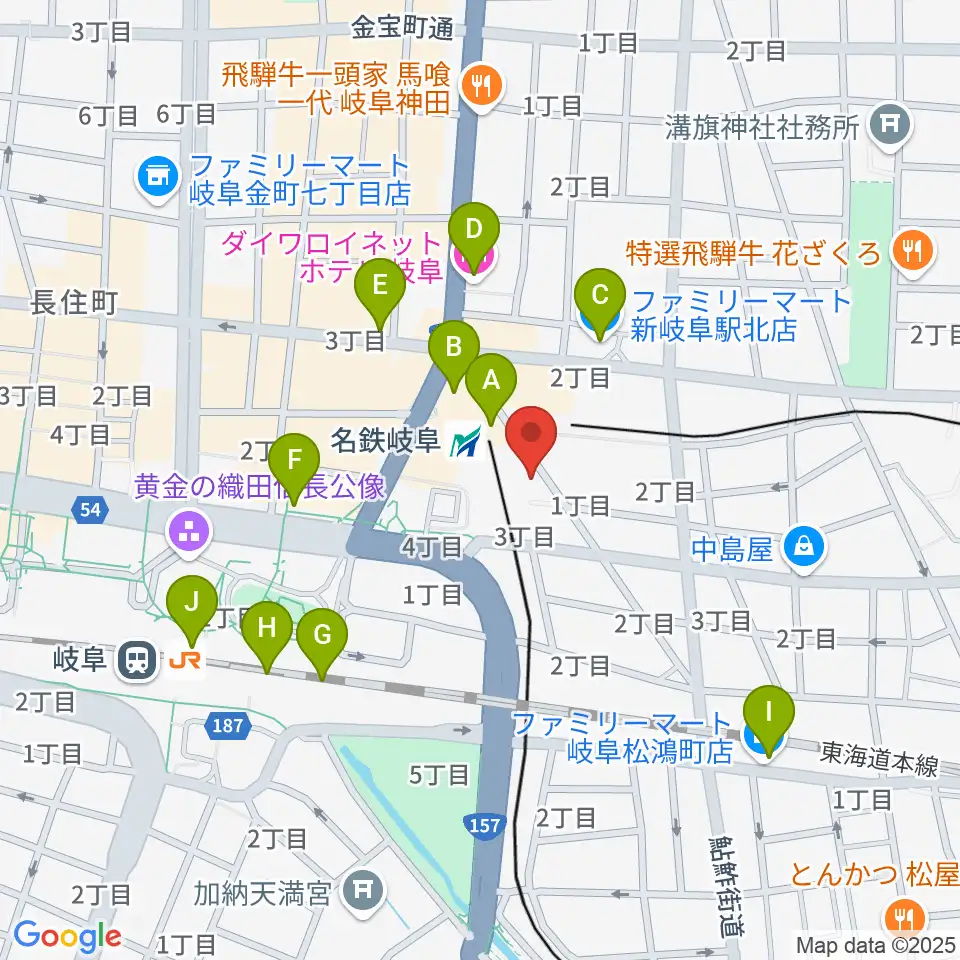 バナナレコード岐阜店周辺のコンビニエンスストア一覧地図