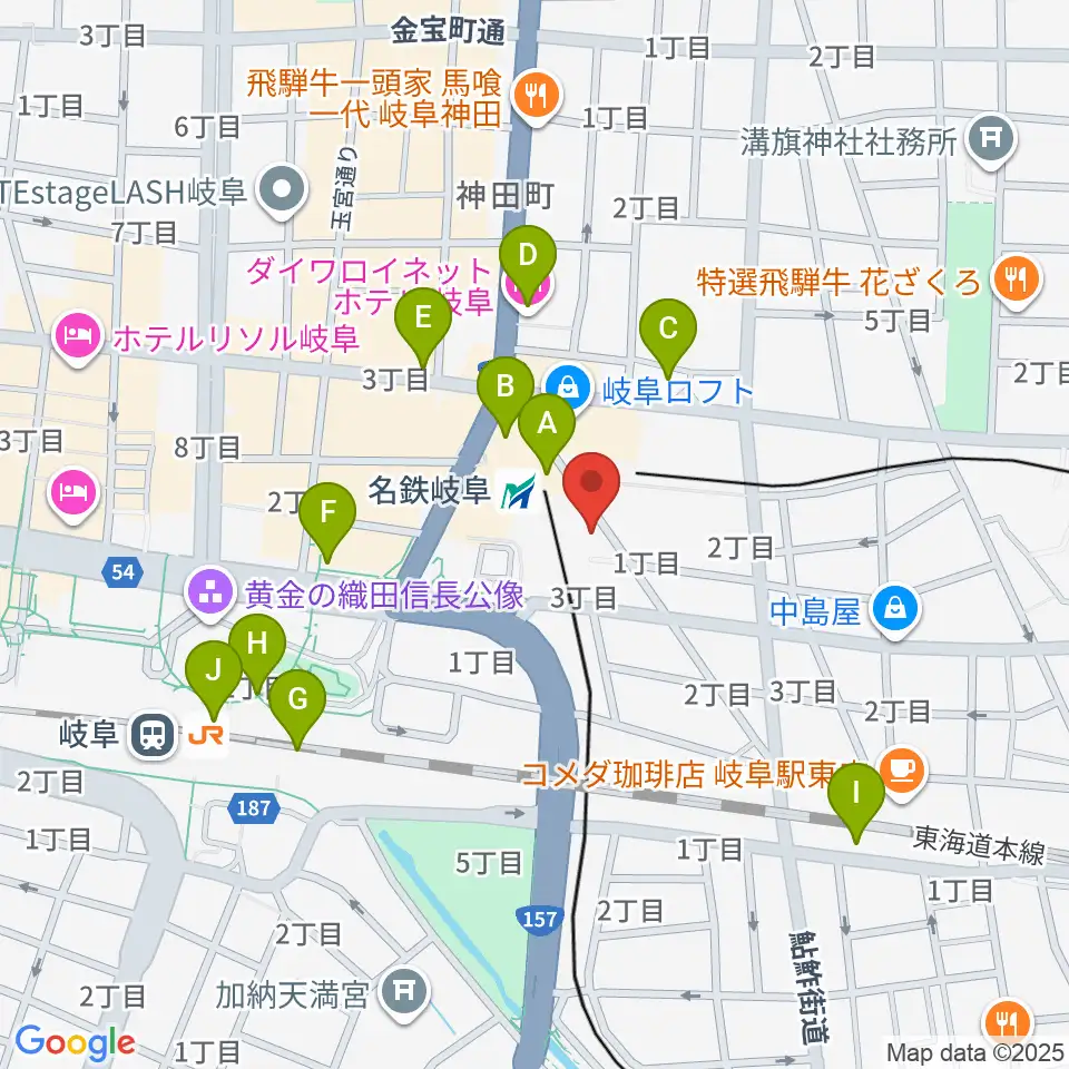 バナナレコード岐阜店周辺のコンビニエンスストア一覧地図