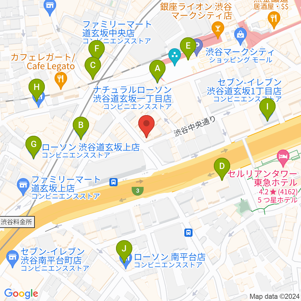 渋谷GUILTY周辺のコンビニエンスストア一覧地図