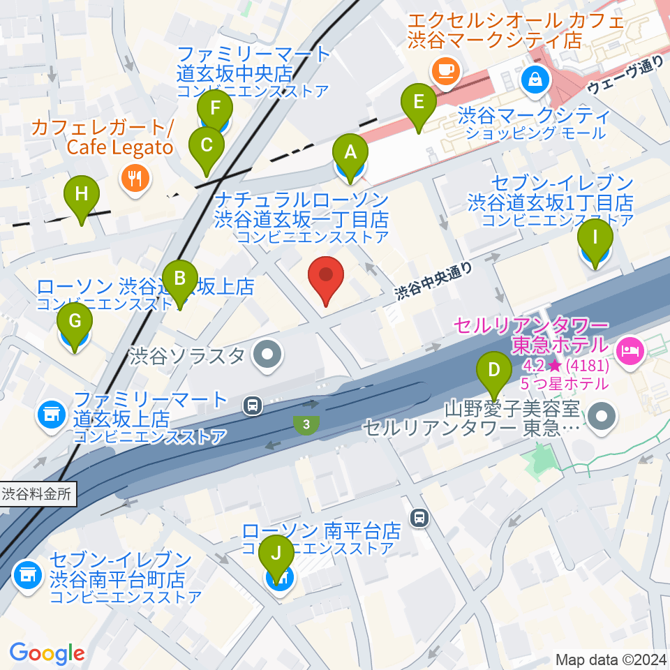 渋谷GUILTY周辺のコンビニエンスストア一覧地図