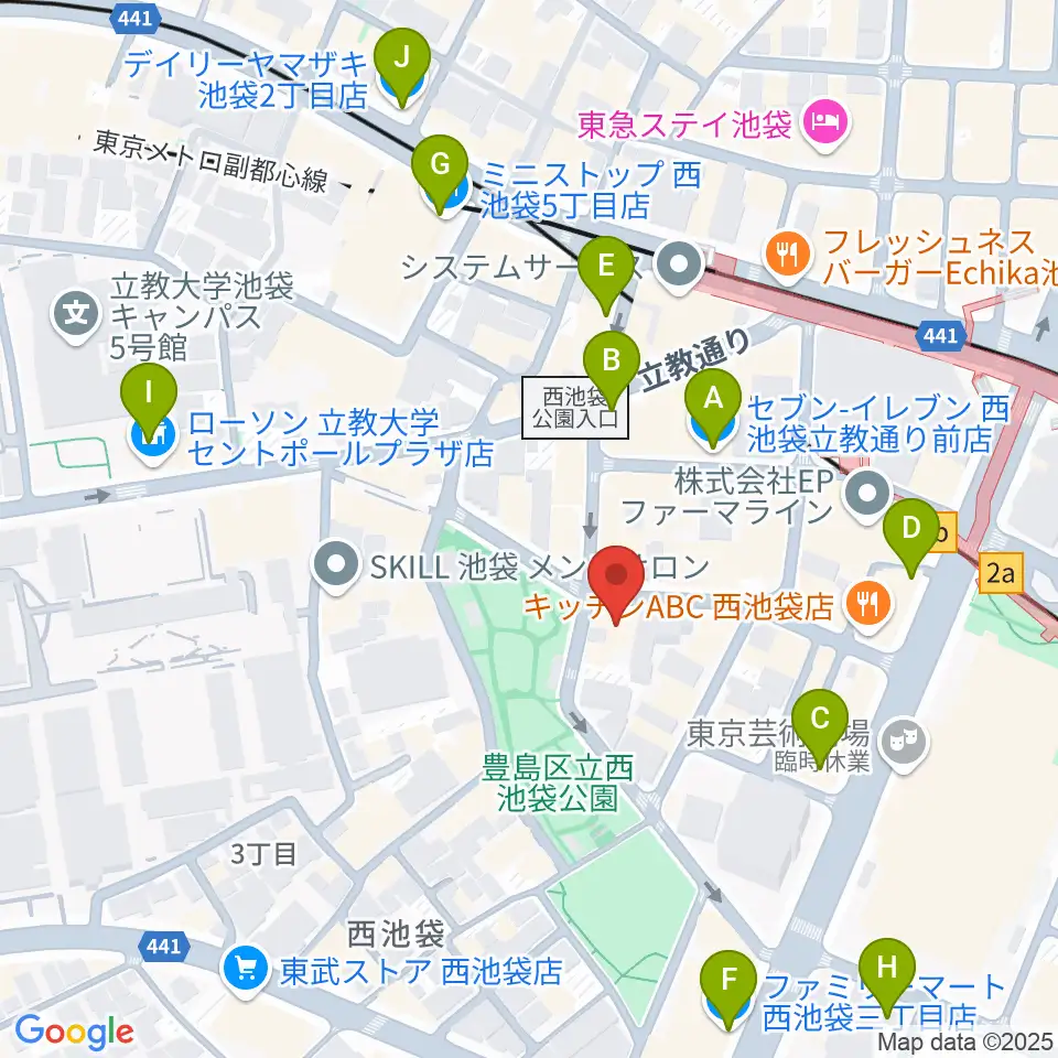 ココナッツディスク池袋店周辺のコンビニエンスストア一覧地図