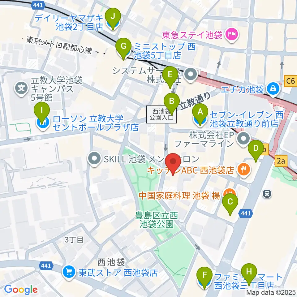 ココナッツディスク池袋店周辺のコンビニエンスストア一覧地図