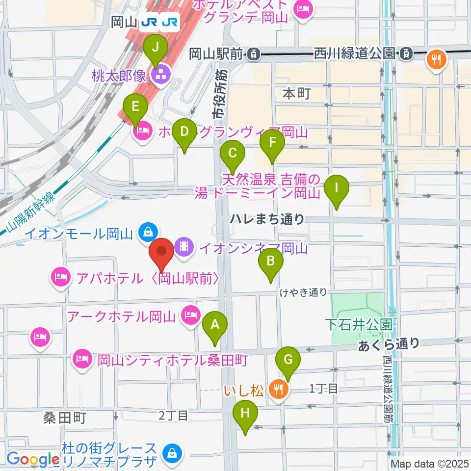 おかやま未来ホール周辺のコンビニエンスストア一覧地図