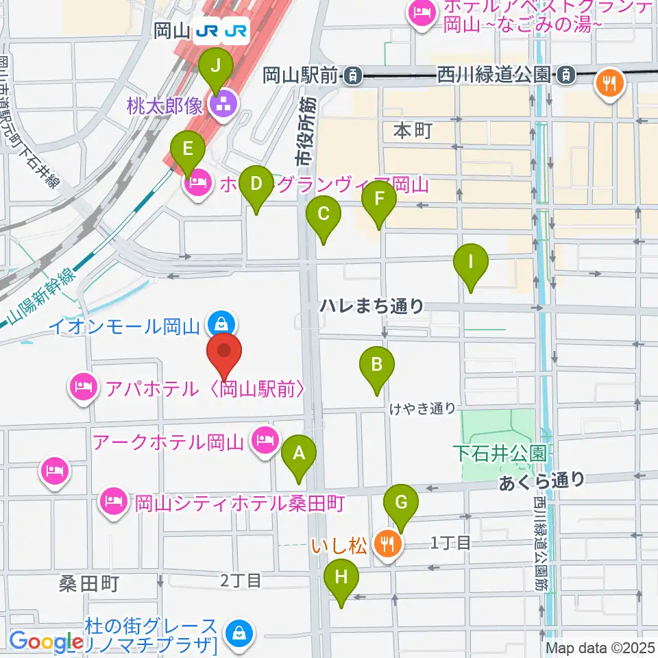 おかやま未来ホール周辺のコンビニエンスストア一覧地図