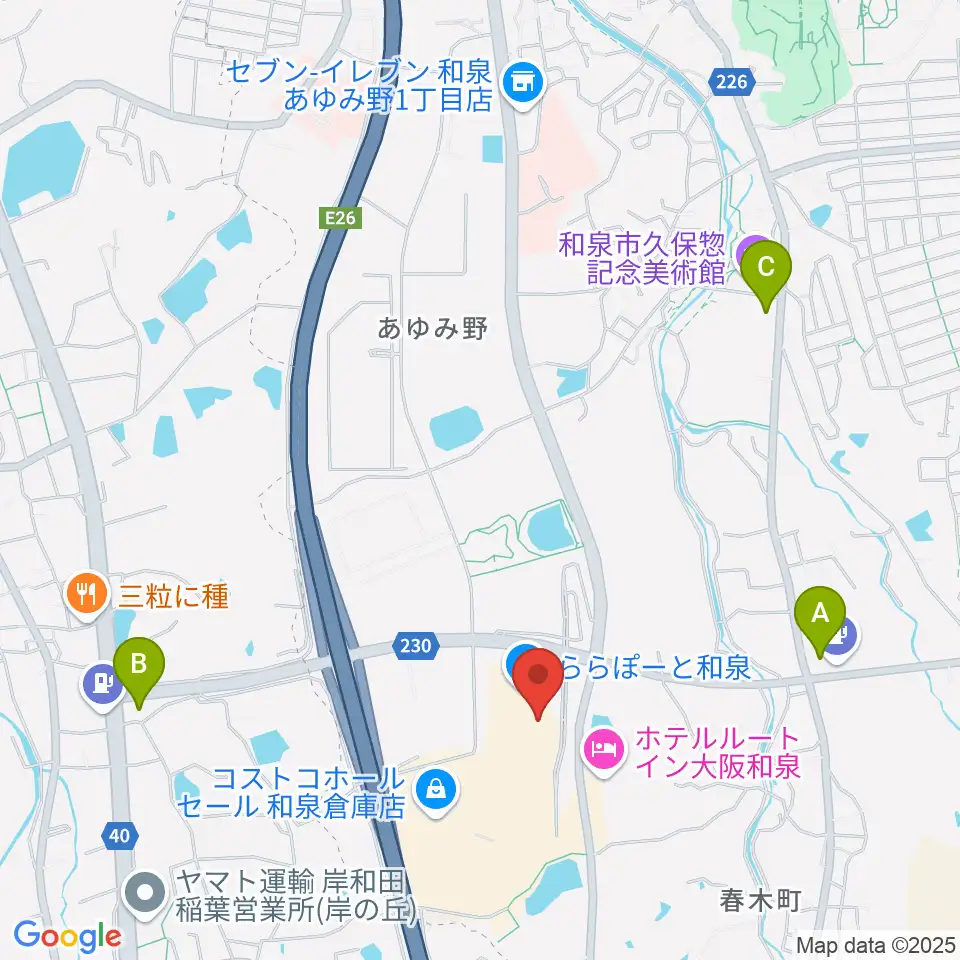 HMVららぽーと和泉周辺のコンビニエンスストア一覧地図