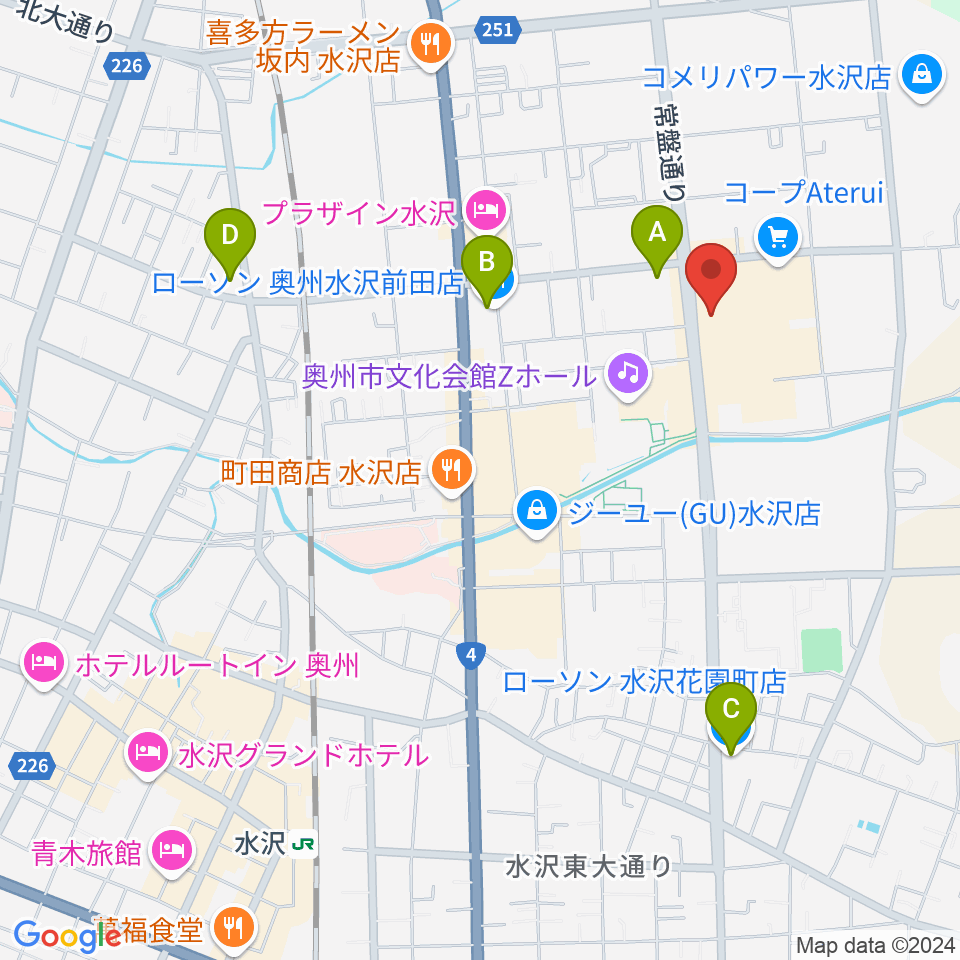 正時堂アテルイセンター周辺のコンビニエンスストア一覧地図