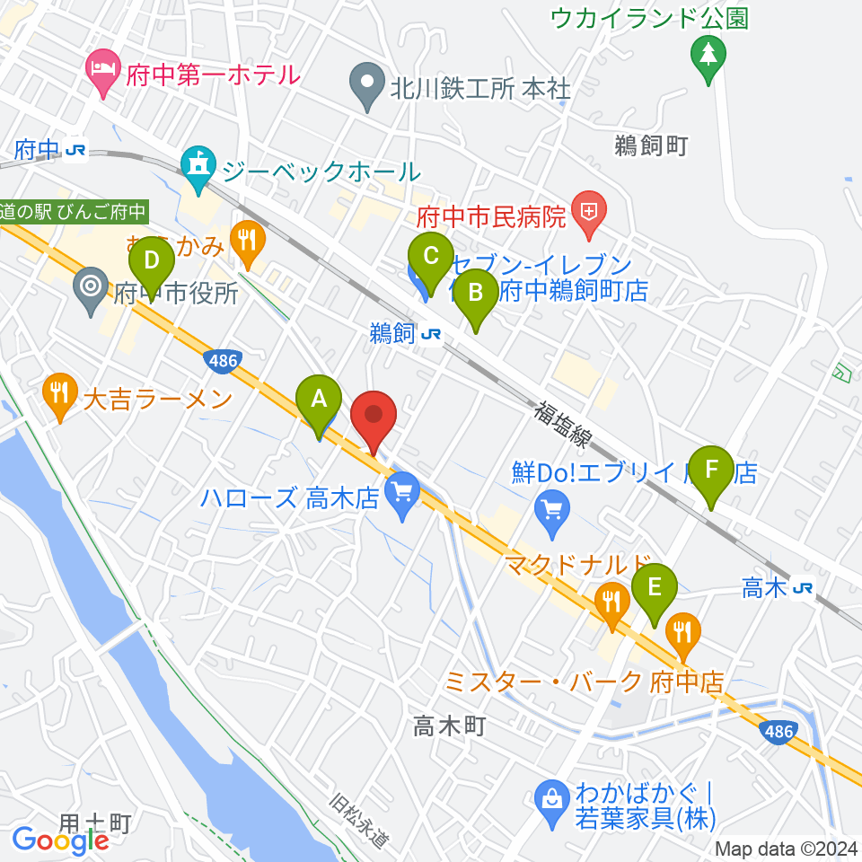 府中always周辺のコンビニエンスストア一覧地図