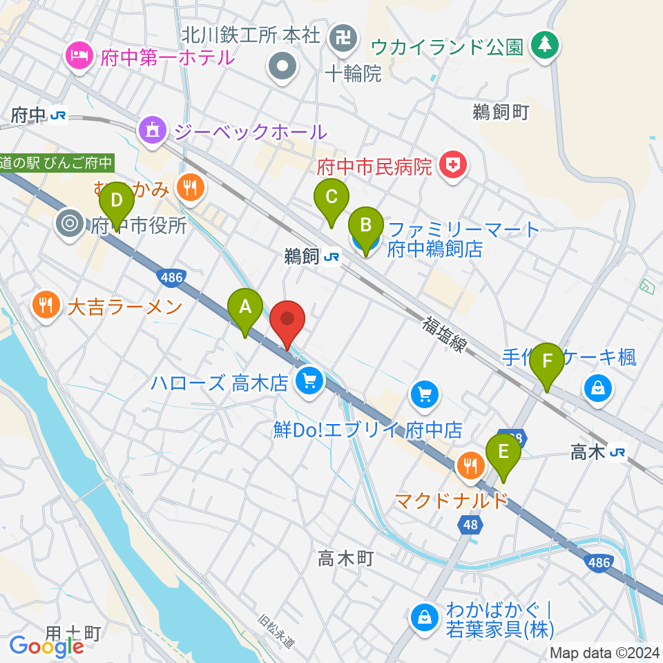 府中always周辺のコンビニエンスストア一覧地図