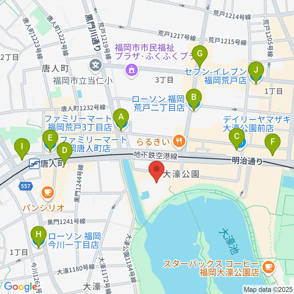 大濠公園能楽堂周辺のコンビニエンスストア一覧地図