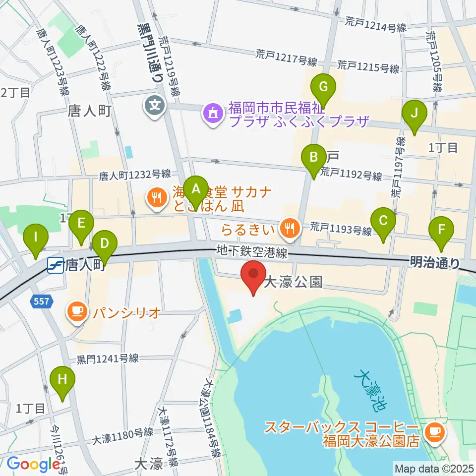 大濠公園能楽堂周辺のコンビニエンスストア一覧地図