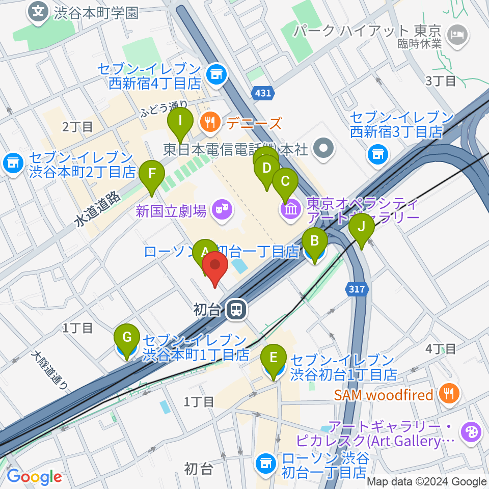 初台DOORS周辺のコンビニエンスストア一覧地図