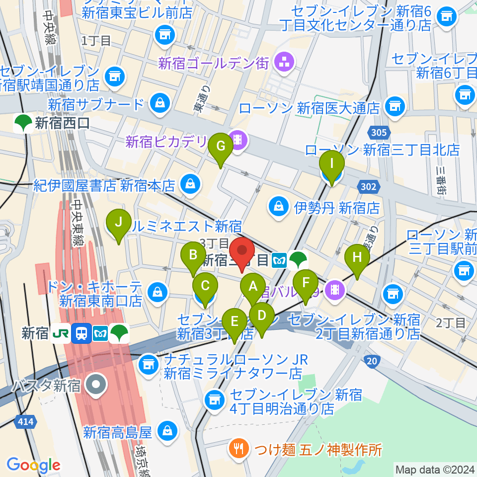 ディスクユニオン新宿周辺のコンビニエンスストア一覧地図