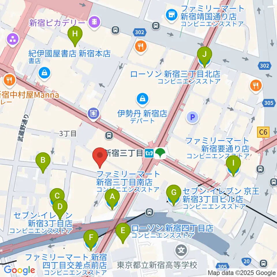 ディスクユニオン新宿周辺のコンビニエンスストア一覧地図
