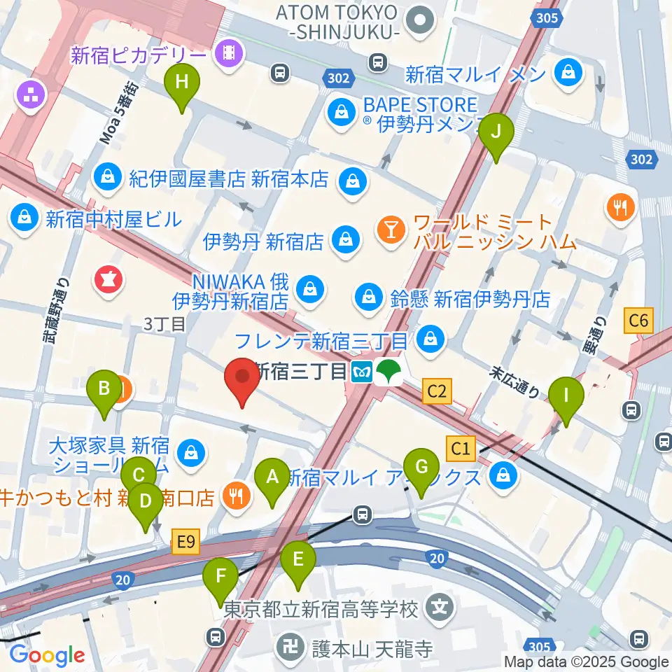 ディスクユニオン新宿周辺のコンビニエンスストア一覧地図