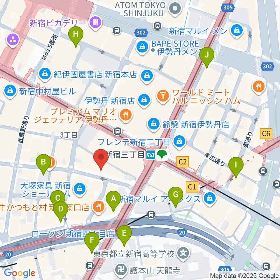 ディスクユニオン新宿周辺のコンビニエンスストア一覧地図
