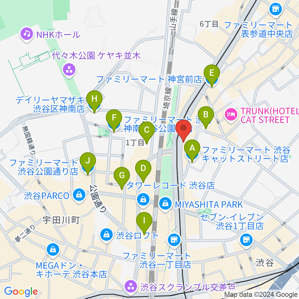 ハイファイ・レコード・ストア周辺のコンビニエンスストア一覧地図