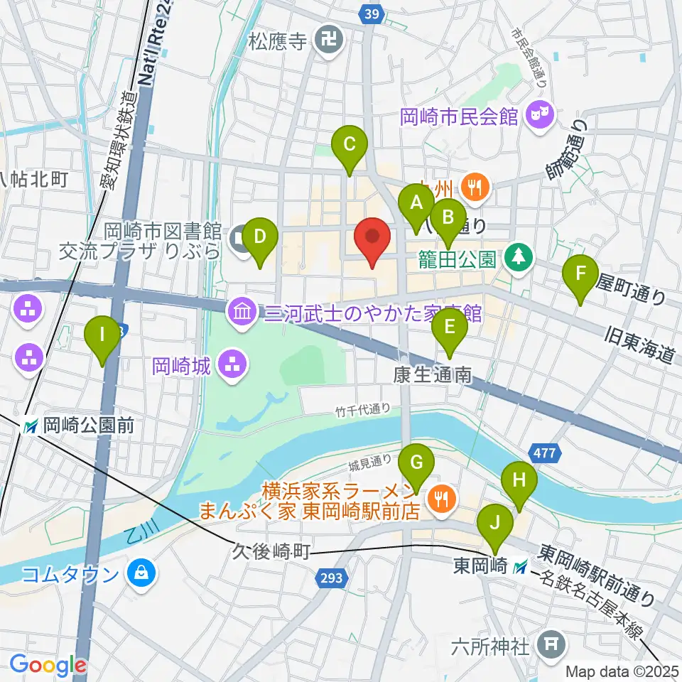 バナナレコード岡崎シビコ店周辺のコンビニエンスストア一覧地図