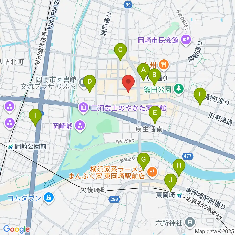 バナナレコード岡崎シビコ店周辺のコンビニエンスストア一覧地図