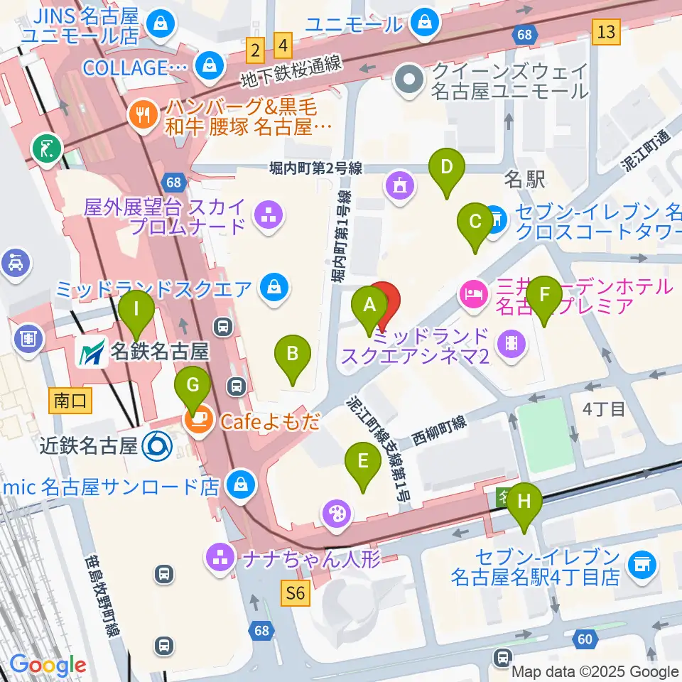 バナナレコード名駅店周辺のコンビニエンスストア一覧地図
