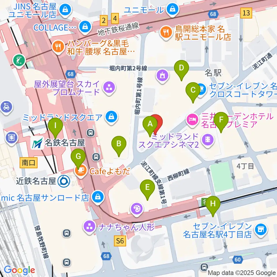 バナナレコード名駅店周辺のコンビニエンスストア一覧地図