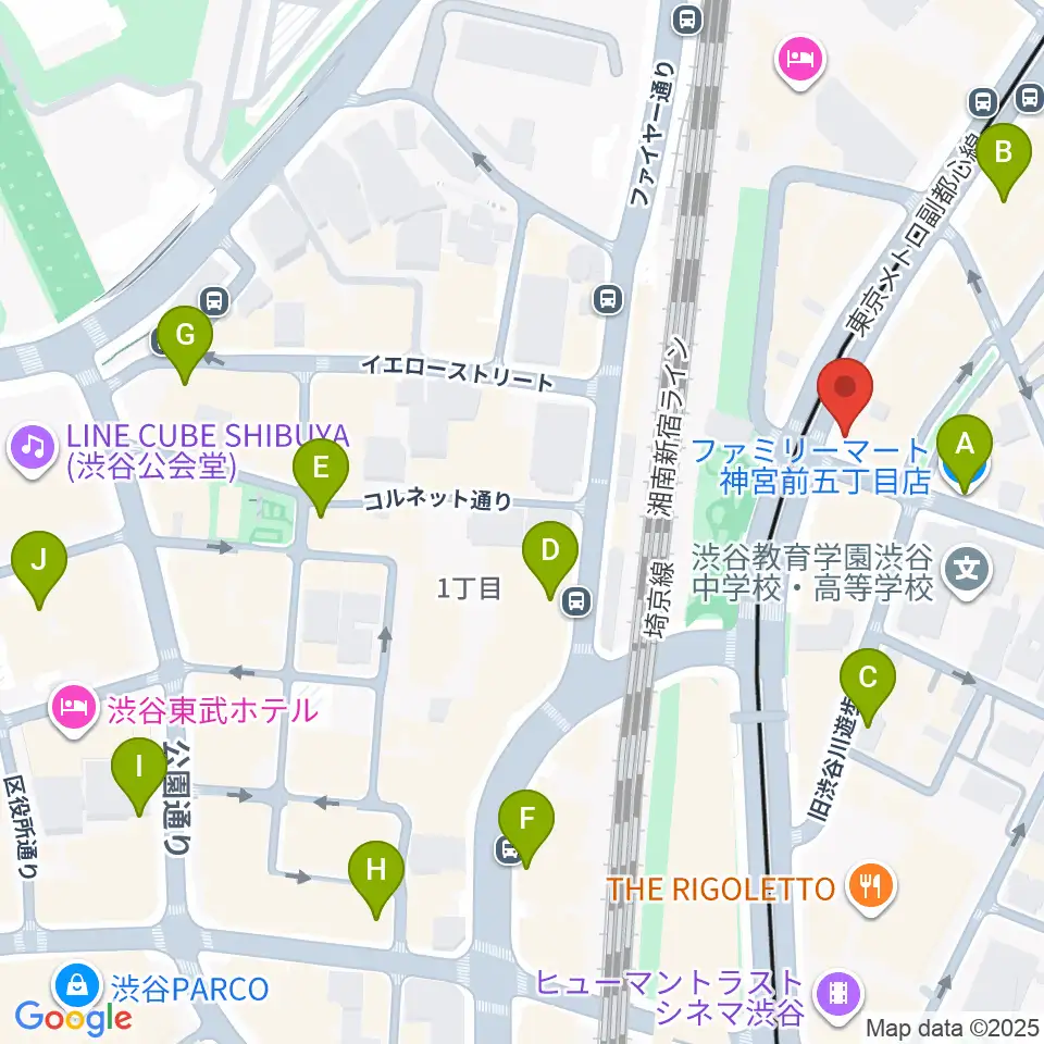 原宿クロコダイル周辺のコンビニエンスストア一覧地図
