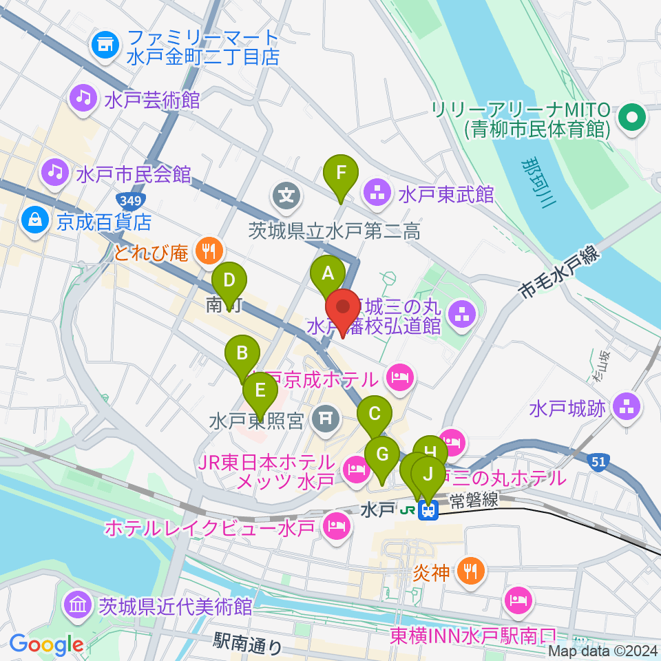 常陽藝文センター周辺のコンビニエンスストア一覧地図