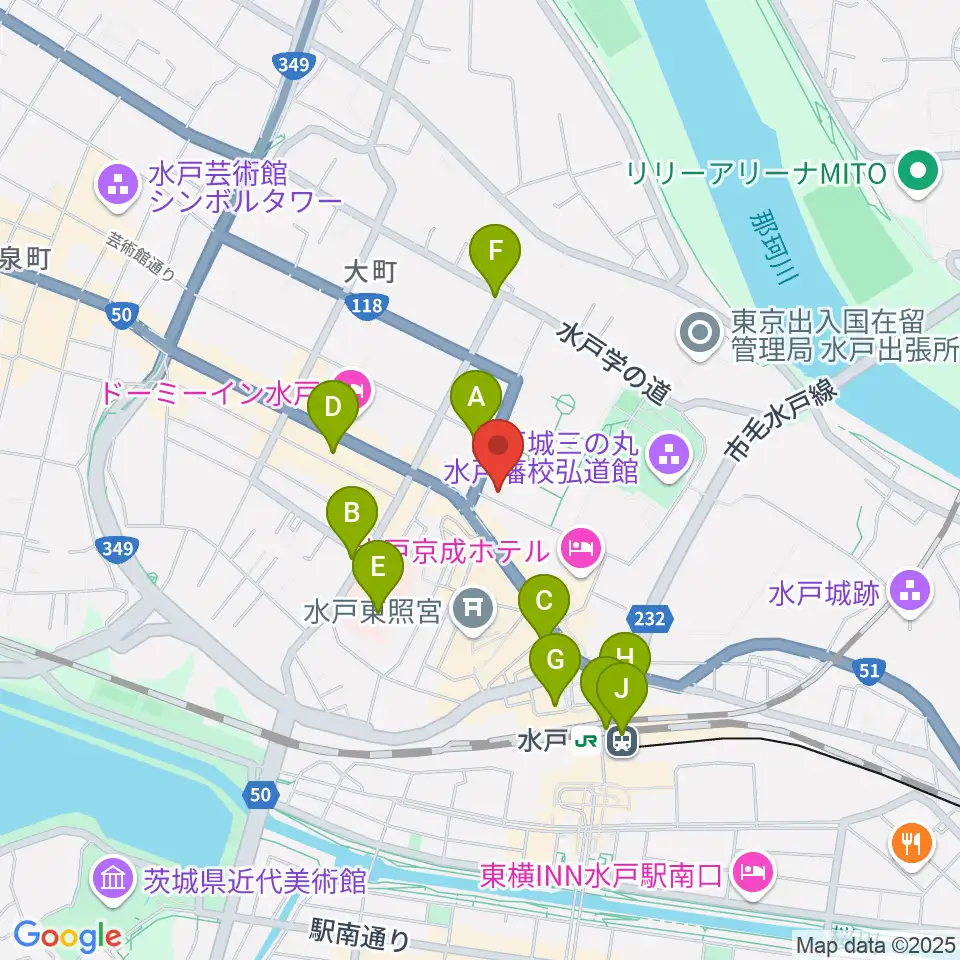 常陽藝文センター周辺のコンビニエンスストア一覧地図