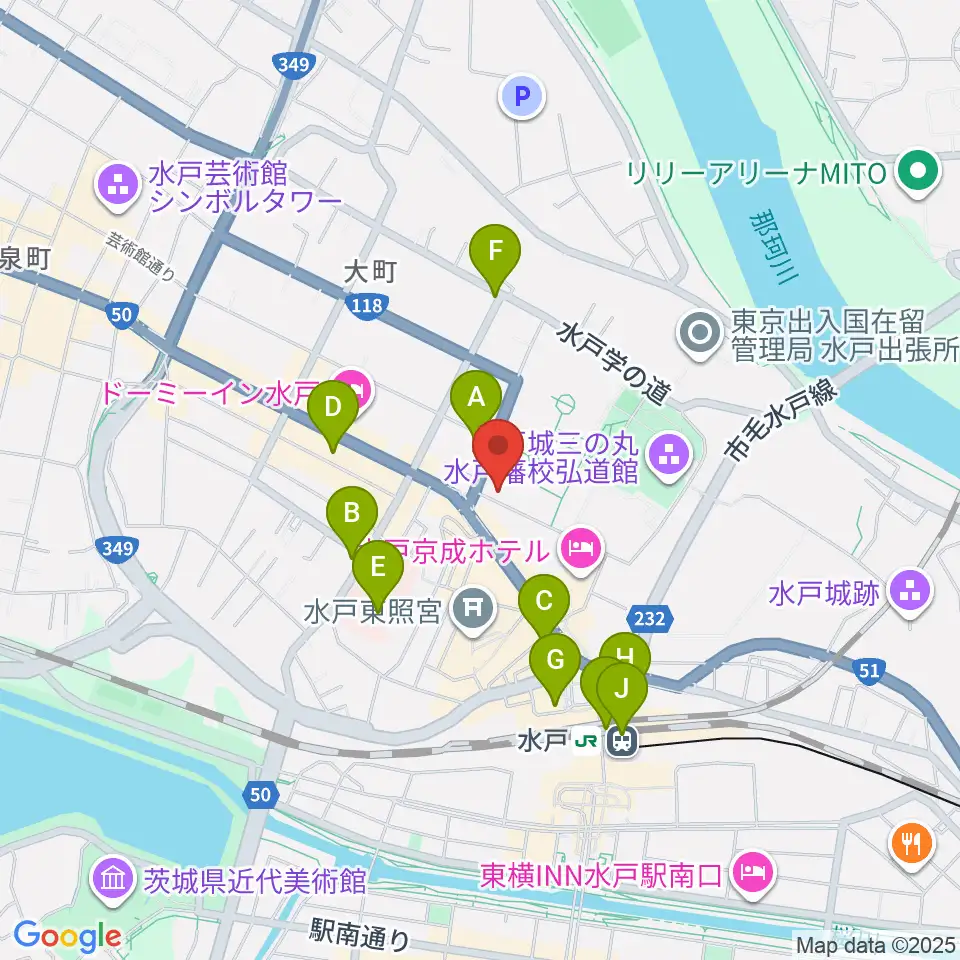 常陽藝文センター周辺のコンビニエンスストア一覧地図