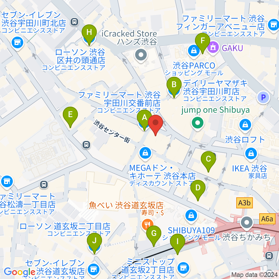 ディスクユニオン渋谷ジャズ/レアグルーヴ館周辺のコンビニエンスストア一覧地図