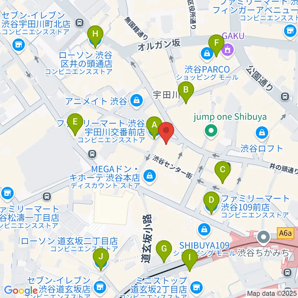 ディスクユニオン渋谷ジャズ/レアグルーヴ館周辺のコンビニエンスストア一覧地図
