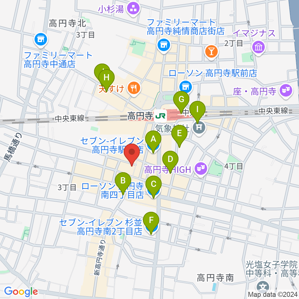 ビー・インレコーズ周辺のコンビニエンスストア一覧地図